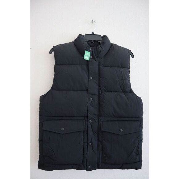Gap 427374-03-1 Men's Sz Medium True Black Recycled Nylon Puffer Vest - Picture 1 of 11